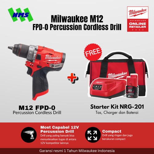 [EZM.1041600] Mesin Bor Milwaukee M12 FPD-0 FUEL Percussion Cordless Drill Baterai