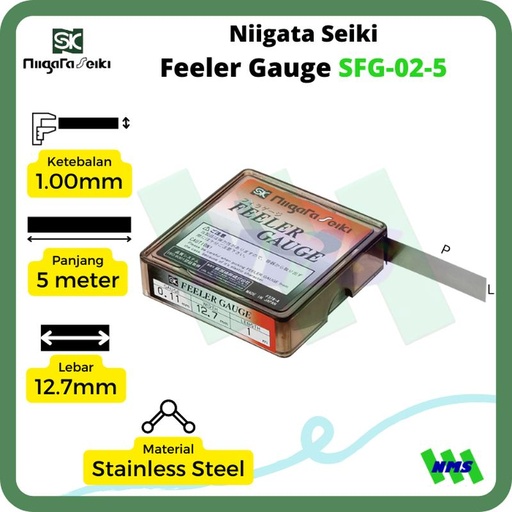 [EZM.1041939] Feeler Gauge Niigata Seiki SFG-02-5 Stainless Steel 0.02mm x 5 meter