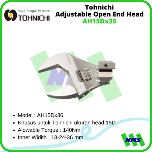 [EZM.1042383] Kunci Inggris Tohnichi AH15Dx36 13-36mm Adjustable Open End Head 15D