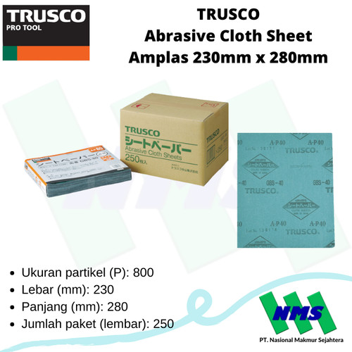 [EZM.1042624] Amplas Abrasif TRUSCO GBS-800 Abrasive Cloth Sheet Grit #800 230mmx280mm 132-1251
