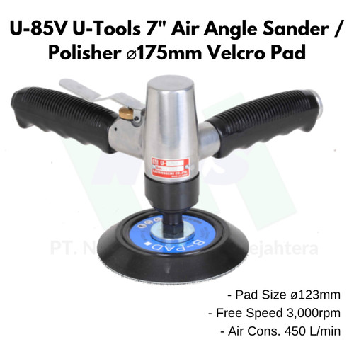 [EZM.1043543] Mesin Poles Angin U-85V U-Tools 7" Air Angle Sander / Polisher ⌀175mm Pad Amplas