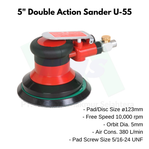 [EZM.1043547] Mesin Amplas Angin U-55 U-Tools 5" Air Double Action Sander ⌀123mm Pad Aksi Ganda