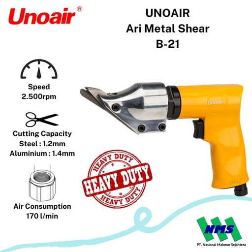 [EZM.1043985] Mesin Gunting Angin Unoair B-21 Air Metal Shear Alat Potong Plat Seng