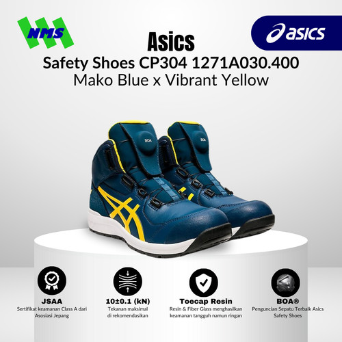[EZM.1044253] Sepatu Safety Asics BOA CP304 1271A030.400 Biru x Kuning 195-1659 ORI