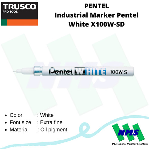 [EZM.1044265] Spidol PENTEL Industrial Marker Pentel White X100W-SD TRUSCO 000-9318