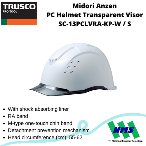 [EZM.1044270] Trusco 388-7995 Midori Anzen PC Safety Helmet SC-13PCLVRA Helm Proyek