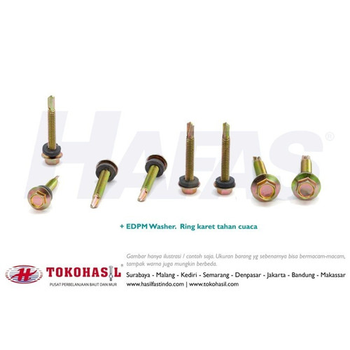 [10SDSMC-000011HFL] Roofing Screw M5 x 70 - 24T (kuning) | Sekrup Drilling - 1 BOX (300 pcs)