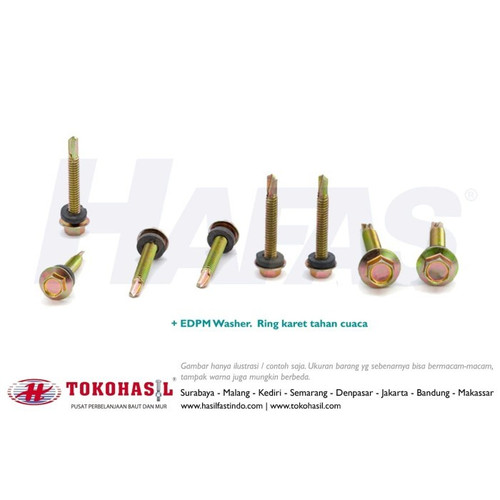 [EZR.2300016] Roofing Screw M5 x 30 - 24T (kuning) | Sekrup Drilling - 1 BOX (300 pcs)