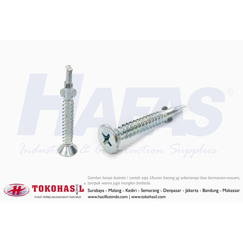 Sekrup FH+ RIB M4.8 x 40 Putih - 1000 pcs Drilling Screw with Wing Driller