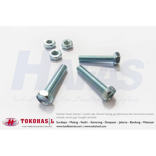 [EZR.2300025] Baut & Mur M6 x 10 - P1.00 (B/N Mili Putih) - 1 BOX (800 pcs)