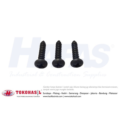 [EZR.2300047] Tapping Screw PH+ #4 x 1/4" (hitam) | Sekrup - 2000 pcs