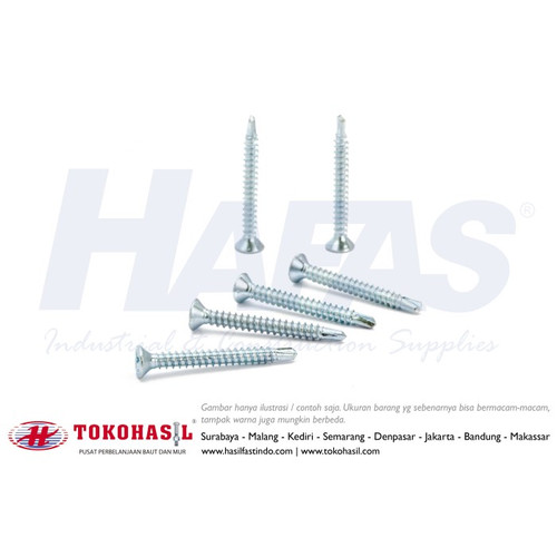 [EZR.2300053] FH+ Drilling Screw #10 x 30, 16T - putih (Sekrup Flat Head)