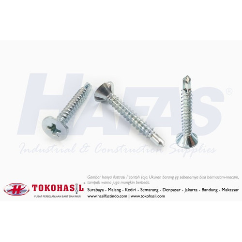 [EZR.2300059] Sekrup FH+ RIB Drilling Screw #6x3/4, #6 x 3/4" - 20T (Putih), ECERAN