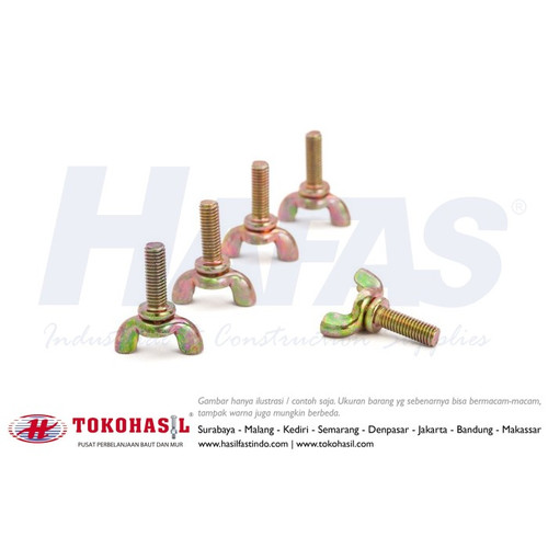 [EZR.2301046] Wing Bolt M6 x 40 - P1.00 (Baut kuping / kupu-kupu M6x40) ECERAN
