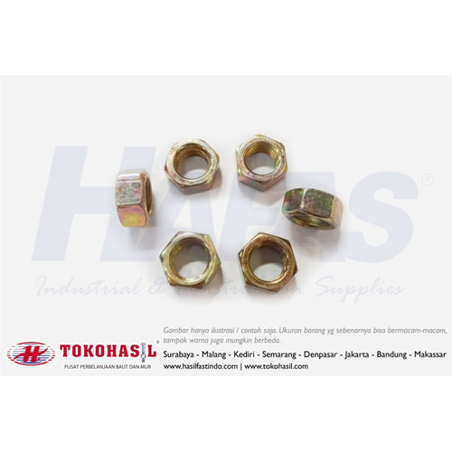 [EZR.2301104] Mur Segi Enam M 8, K 12 - P1.25 (Kuning) / Hex Nut Only M8 - ECERAN