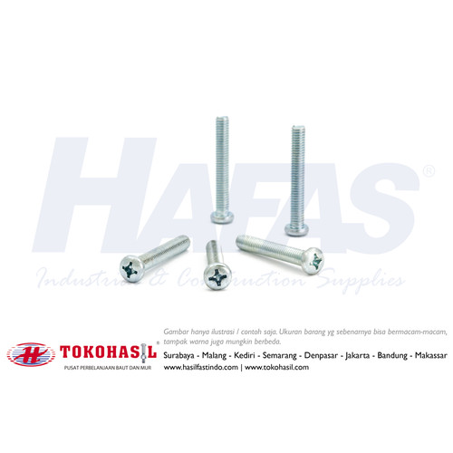 [EZR.2302614] Machine Screw JP M8x20 / Sekrup Mesin JP M8 x 20 (Putih)