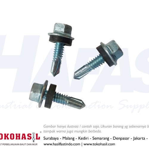 [EZR.2303091] Sekrup/Skrup Roofing M5 x 45 mm (Drilling Screw Putih #12 x 45) HFL