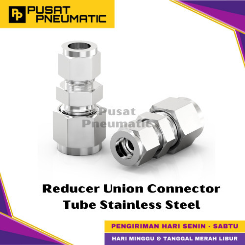 [EZM.9500007] 1/4" x 1/2" Reducer Union Connector Tube 1/4 Inch x 1/2 Inch Stainless Steel