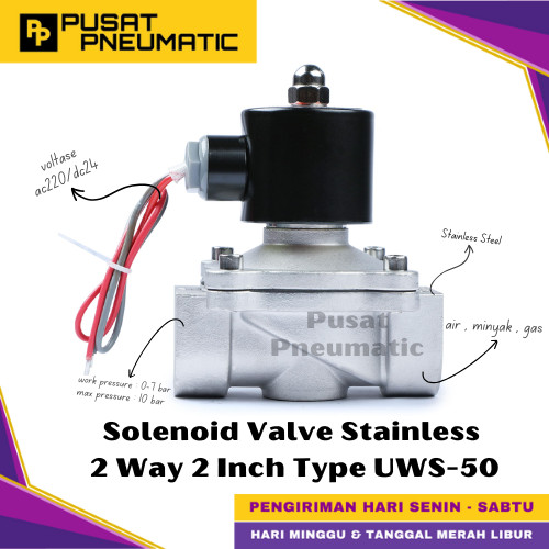 [EZM.9500015] UWS-50 Solenoid Valve Stainless Steel 2S-500-50 Selenoid Valve Switch SS 2 Way Input Drat 2" Inch Normal Close Type UWS 50