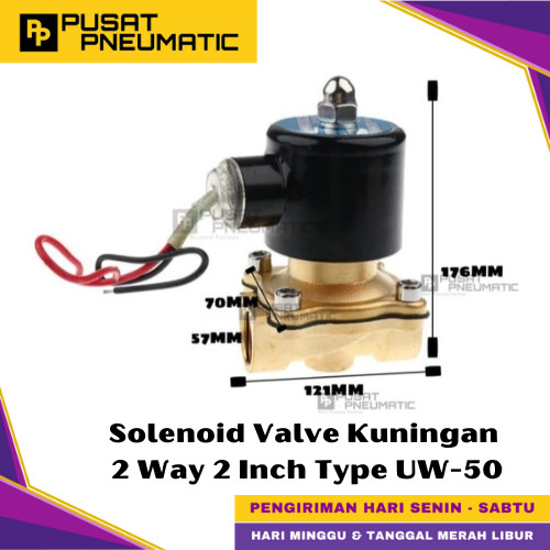 [EZM.9500025] UW-50 Solenoid Valve Kuningan 2W-500-50 Selenoid Valve Switch Brass 2 Way Input Drat 2" Inch Normal Close Type UW 50