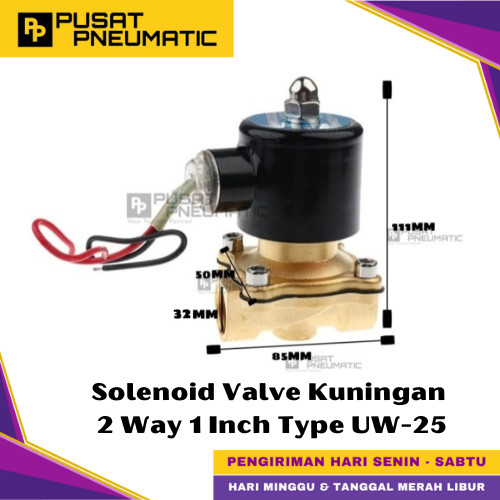 [EZM.9500028] UW-25 Solenoid Valve Kuningan 2W-250-25 Selenoid Valve Switch Brass 2 Way Input Drat 1" Inch Normal Close Type UW 25