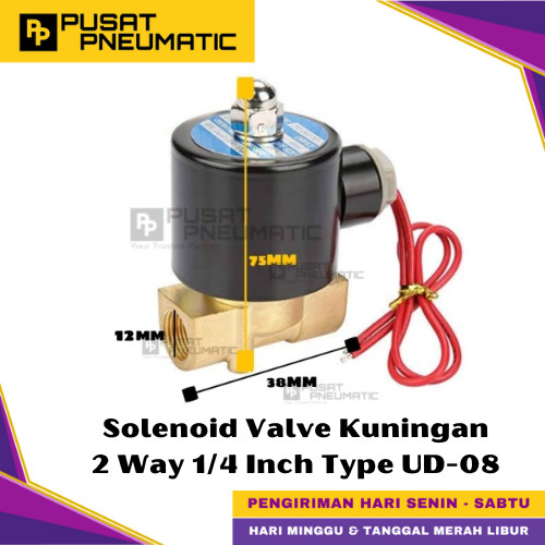 [EZM.9500032] UD-08 Solenoid Valve Kuningan 2W-025-08 Selenoid Valve Switch Brass 2 Way Input Drat 1/4" Inch Normal Close Type UD 08