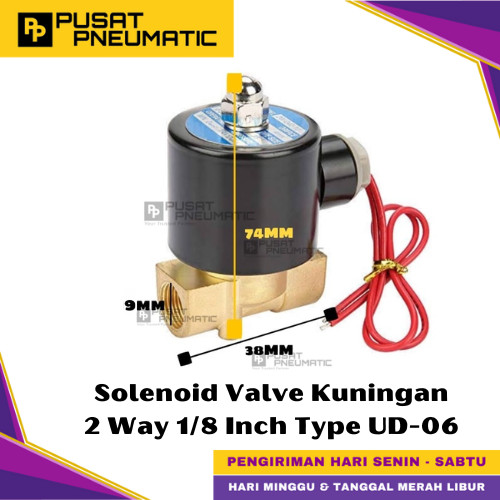 [EZM.9500033] UD-06 Solenoid Valve Kuningan 2W-025-06 Selenoid Valve Switch Brass 2 Way Input Drat 1/8" Inch Normal Close Type UD 06