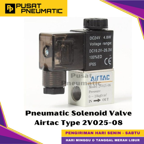 [EZM.9500035] 2V025-08 Pneumatic Solenoid Valve Airtac 2V 025-08 Selenoid Valve Switch Airtac 2/2 Way Single Coil Input Drat 1/4" Inch Type 2V 025 08
