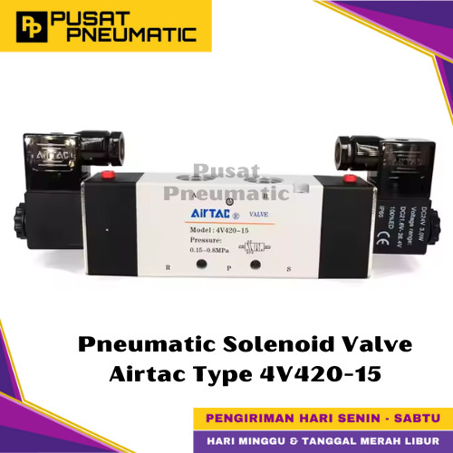 [EZM.9500041] 4V420-15 Pneumatic Solenoid Valve Airtac 4V 420-15 Selenoid Valve Switch Airtac 5/2 Way Double Coil Input Drat 1/2" Inch Type 4V 420 15