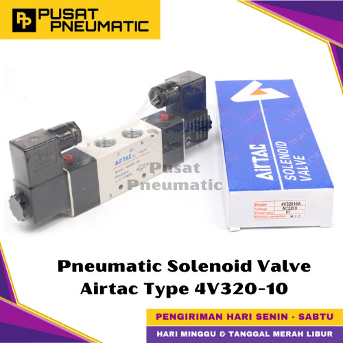 [EZM.9500045] 4V320-10 Pneumatic Solenoid Valve Airtac 4V 320-10 Selenoid Valve Switch Airtac 5/2 Way Double Coil Input Drat 3/8" Inch Type 4V 320 10