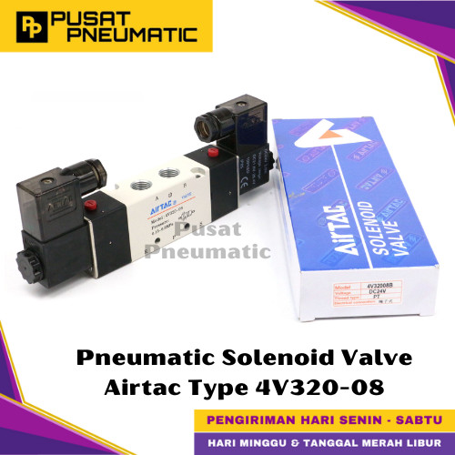[EZM.9500046] 4V320-08 Pneumatic Solenoid Valve Airtac 4V 320-08 Selenoid Valve Switch Airtac 5/2 Way Double Coil Input Drat 1/4" Inch Type 4V 320 08