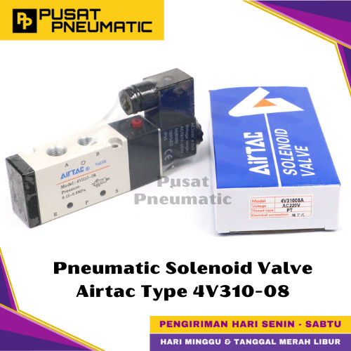 [EZM.9500048] 4V310-08 Pneumatic Solenoid Valve Airtac 4V 310-08 Selenoid Valve Switch Airtac 5/2 Way Single Coil Input Drat 1/4" Inch Type 4V 310 08