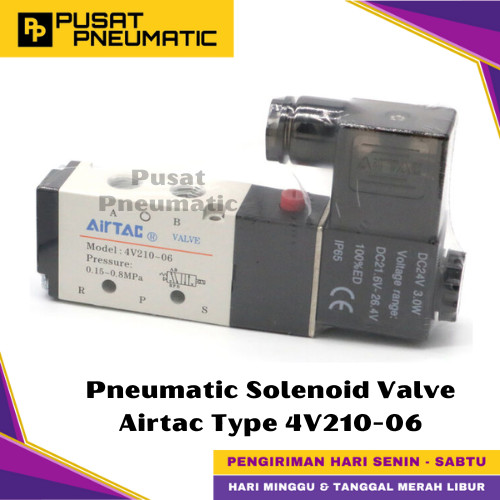 [EZM.9500051] 4V210-06 Pneumatic Solenoid Valve Airtac 4V 210-06 Selenoid Valve Switch Airtac 5/2 Way Single Coil Input Drat 1/8" Inch Type 4V 210 06