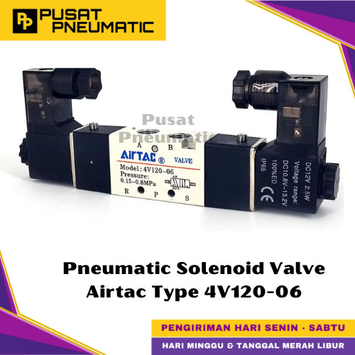 [EZM.9500052] 4V120-06 Pneumatic Solenoid Valve Airtac 4V 120-06 Selenoid Valve Switch Airtac 5/2 Way Double Coil Input Drat 1/8" Inch Type 4V 120 06