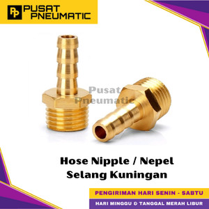 [EZM.9500108] 1/2" x 1/4" Male Thread Straight Fitting Connector Hose Nepel Brass Nipple Selang Drat Luar Kuningan Drat 1/2 x Hose 1/4 Inch