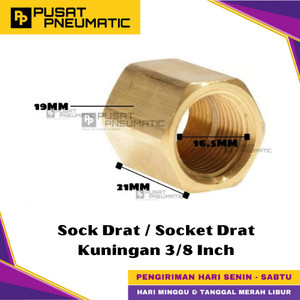 [EZM.9500111] 3/8" Female Thread Straight Fitting Connector Sock Drat Nepel Brass Socket Nipple Drat Dalam Kuningan Size 3/8 x 3/8 Inch