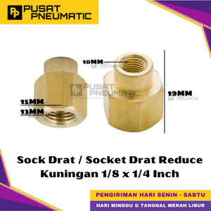 [EZM.9500117] 1/8" x 1/4" Female Thread Straight Fitting Connector Reducer Sock Drat Nepel Brass Socket Nipple Reduce Drat Dalam Kuningan Size 1/8 x 1/4 Inch