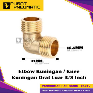 [EZM.9500144] 3/8" Male Thread Elbow Fitting Connector Knee Brass Nipple Elbow Drat Luar Kuningan Size 3/8 x 3/8 Inch