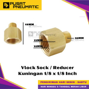 [EZM.9500151] 1/8" x 1/8" Male To Female Thread Fitting Connector Vlock Sock Nepel Brass Nipple Reducer Vlok Sok Kuningan Drat Luar 1/8 x Drat Dalam 1/8 Inch
