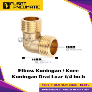 [EZM.9500154] 1/4" Male Thread Elbow Fitting Connector Knee Brass Nipple Elbow Drat Luar Kuningan Size 1/4 x 1/4 Inch