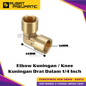[EZM.9500159] 1/4" Female Thread Elbow Fitting Connector Knee Brass Nipple Elbow Drat Dalam Kuningan Size 1/4 x 1/4 Inch