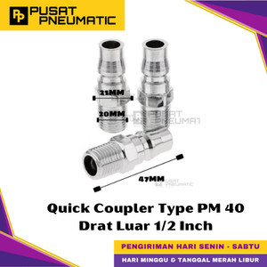 [EZM.9500180] PM 40 Air Quick Release Joint Coupling Coupler Male Connector Compressor Drat Male 1/2" Inch Type PM40