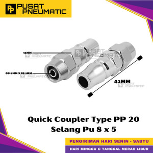 [EZM.9500183] PP 20 Air Quick Release Joint Coupling Coupler Male Connector Air Hose PU 8mm x 5mm Type PP20