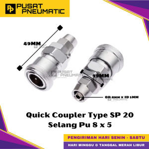 [EZM.9500191] SP 20 Air Quick Release Joint Coupling Coupler Female Connector Air Hose PU OD 8mm x 5mm Type SP20