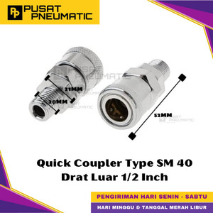 [EZM.9500193] SM 40 Air Quick Release Joint Coupling Coupler Female Connector Compressor Drat Male 1/2" Inch Type SM40