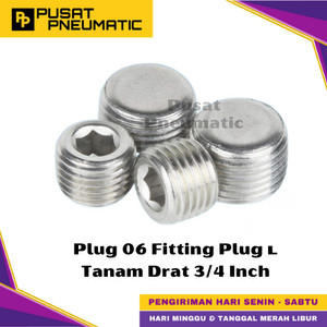 [EZM.9500204] Plug 06 Male Thread Fitting End Plug Connector Fitting Pneumatic Baut L Tanam Penutup Drat Size 3/4" Inch