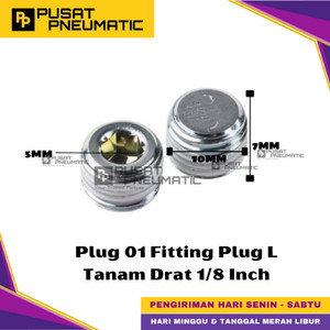 [EZM.9500205] Plug 01 Male Thread Fitting End Plug Connector Fitting Pneumatic Baut L Tanam Penutup Drat Size 1/8" Inch