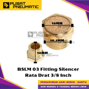 [EZM.9500206] BSLM 03 Male Thread Fitting Silencer Bronze Quick Exhaust Muffler Fitting Pneumatic Peredam Rata Kuningan Type BSLM Size 3/8" Inch