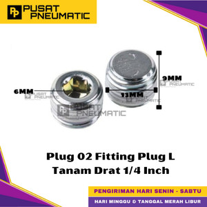 [EZM.9500207] Plug 02 Male Thread Fitting End Plug Connector Fitting Pneumatic Baut L Tanam Penutup Drat Size 1/4" Inch