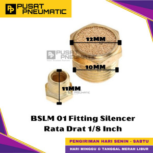 [EZM.9500208] BSLM 01 Male Thread Fitting Silencer Bronze Quick Exhaust Muffler Fitting Pneumatic Peredam Rata Kuningan Type BSLM Size 1/8" Inch